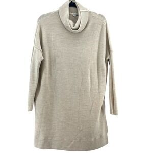 Boden Wool Sweater Dress Turtleneck Cozy Minimalist Winter Neutral M Emma Watson